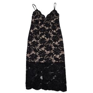 Aritzia‎ Bardot Sz 8 Black Lace Romantic Witchy Sleeveless Scalloped Midi Dress